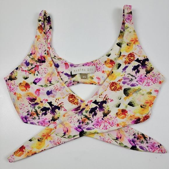 Martha Rey Anthropologie Tie Front Floral Bikini Top XS - Picture 4 of 5